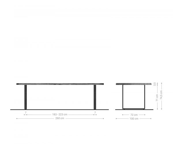 Jídelní stůl Edge 260x100 akácie přírodní kov černá - Image 8