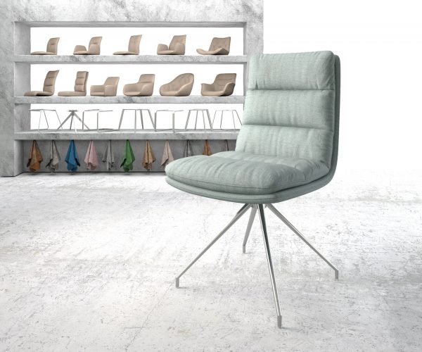 Otočná židle Abelia-Flex Stripes Mint Křížová podnož z nerezové oceli kuželová 180° otočná