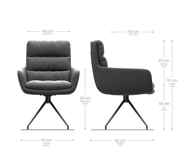 Jídelní židle Abelia-Flex s područkami sametově modrý křížová podnož zaoblená černá - Image 5