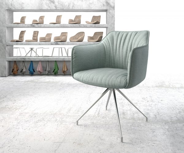 Otočná židle Elda-Flex s područkami Stripes Mint Křížová základna kuželová nerezová ocel otočná o 180°