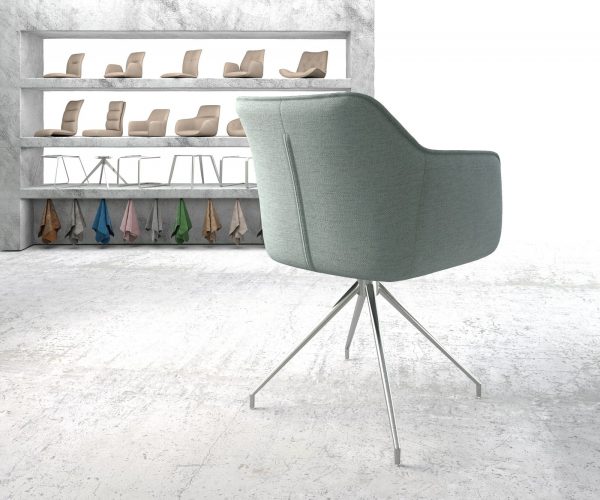 Otočná židle Elda-Flex s područkami Stripes Mint Křížová základna kuželová nerezová ocel otočná o 180° - Image 3