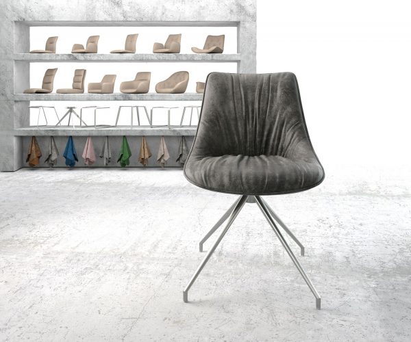 Otočná židle Elda-Flex Grey Antique Cross Frame Conical Stainless Steel 180° Swivel - Image 2