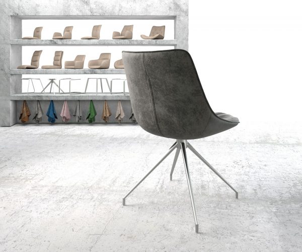 Otočná židle Elda-Flex Grey Antique Cross Frame Conical Stainless Steel 180° Swivel - Image 3