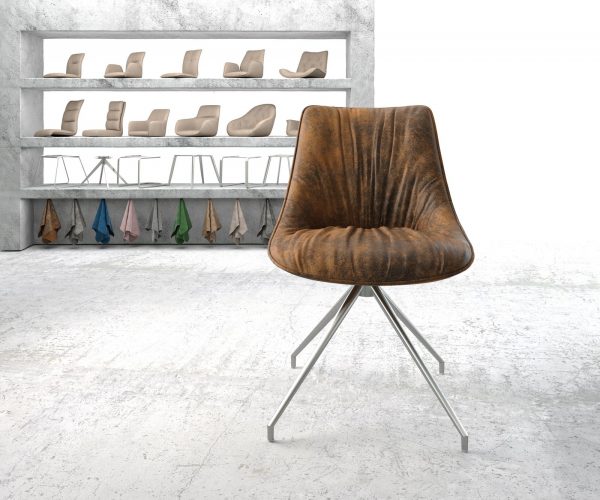 Otočná židle Elda-Flex Brown Antique Cross Frame Conical Stainless Steel 180° Swivel - Image 2