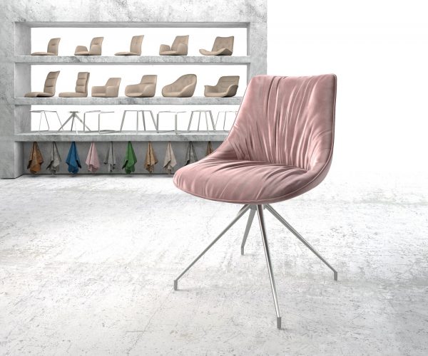 Otočná židle Elda-Flex Velvet Rosé Křížový rám Kónický nerezový rám otočný o 180°