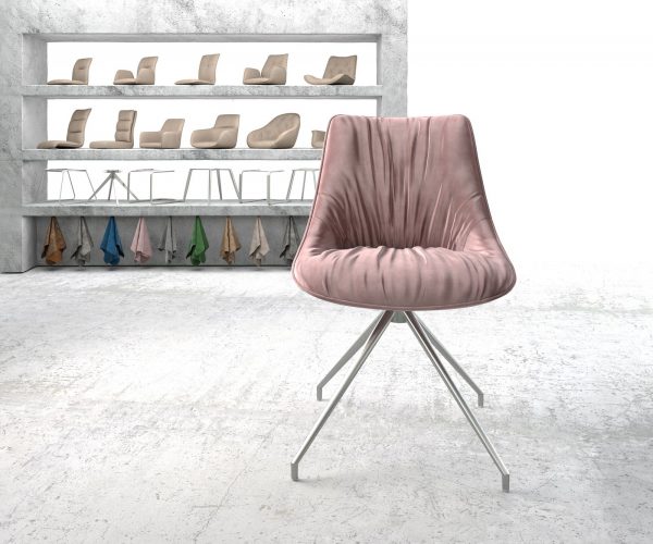 Otočná židle Elda-Flex Velvet Rosé Křížový rám Kónický nerezový rám otočný o 180° - Image 2