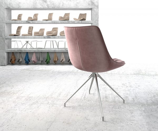 Otočná židle Elda-Flex Velvet Rosé Křížový rám Kónický nerezový rám otočný o 180° - Image 3