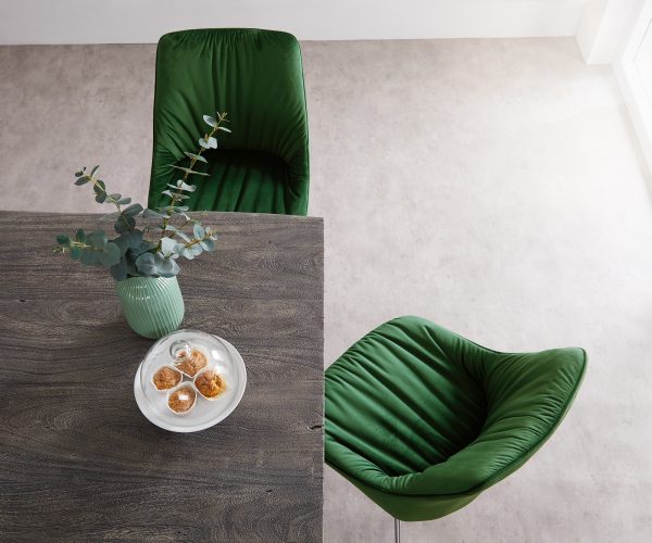 Otočná židle Elda-Flex Velvet Green Křížový rám kuželový nerezový 180° otočný - Image 4