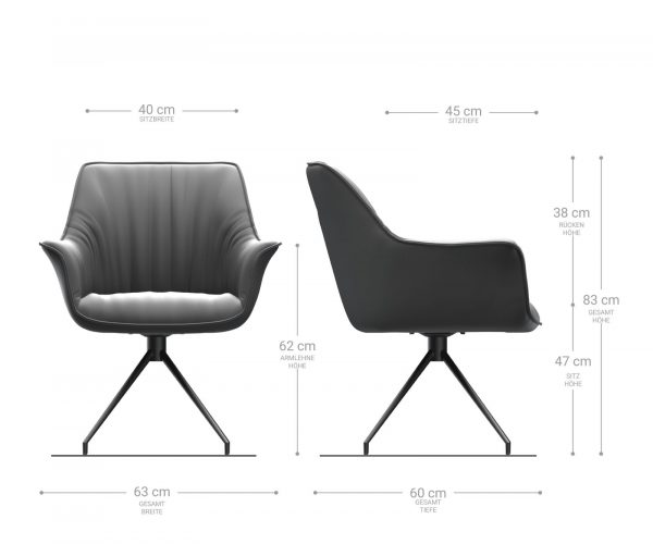 Otočná židle Keila-Flex s područkami béžová vintage křížová podnož zúžená černá - Image 5