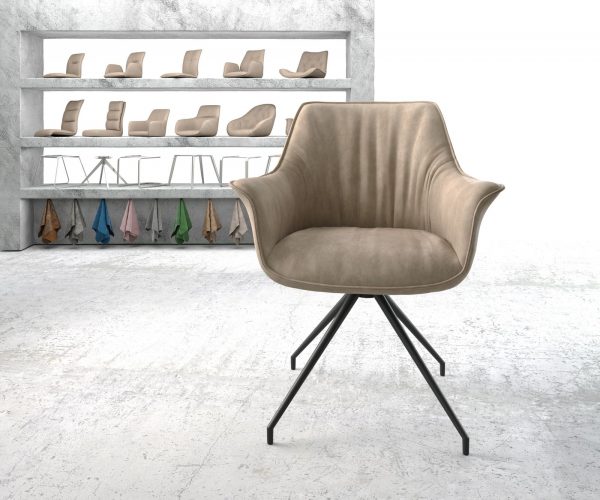 Otočná židle Keila-Flex s područkami béžová vintage křížová podnož zúžená černá - Image 2