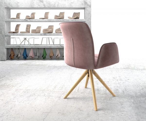 Otočná židle Vinja-Flex s područkami Velvet Rosé Dřevěný rám Kuželovitý 180° otáčení - Image 3