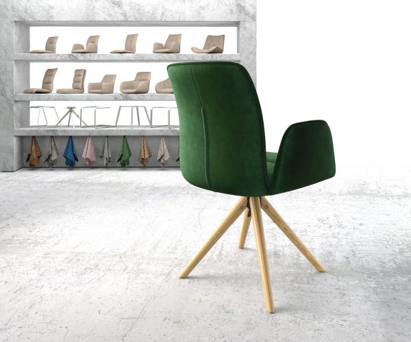 Otočná židle Vinja-Flex s područkami Velvet Green Dřevěný rám Kónická otočná o 180° - Image 3