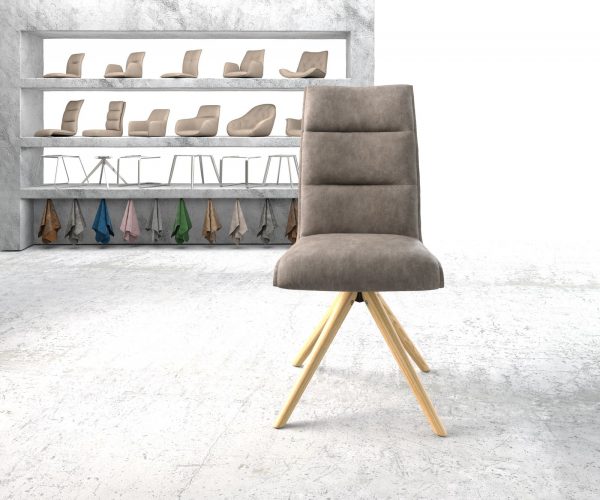 Otočná židle Xantus-Flex Taupe Vintage z mikrovlákna s dřevěným kuželovým rámem - Image 2
