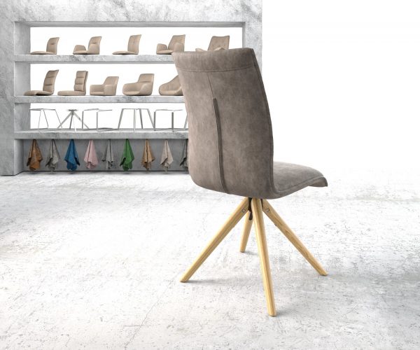 Otočná židle Xantus-Flex Taupe Vintage z mikrovlákna s dřevěným kuželovým rámem - Image 3