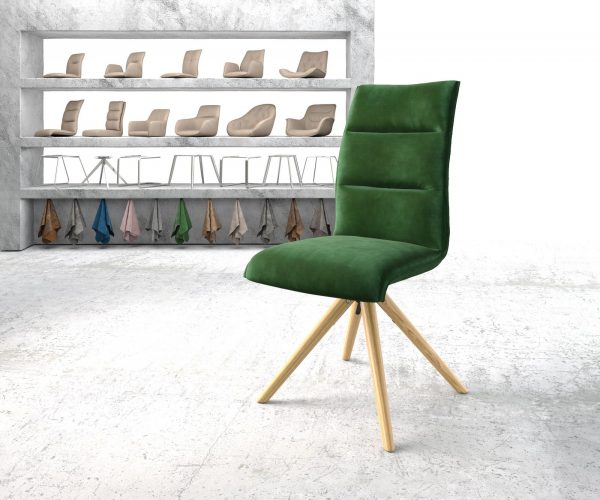 Otočná židle Xantus-Flex Velvet Green Dřevěný rám kónický 180° otočný