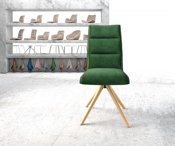 Otočná židle Xantus-Flex Velvet Green Dřevěný rám kónický 180° otočný - Image 2