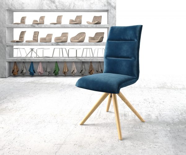 Otočná židle Xantus-Flex Velvet Blue Dřevěný rám kónický 180° otočný