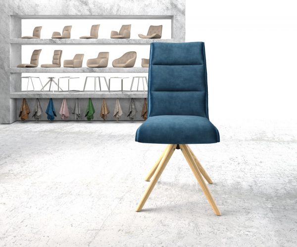 Otočná židle Xantus-Flex Velvet Blue Dřevěný rám kónický 180° otočný - Image 2