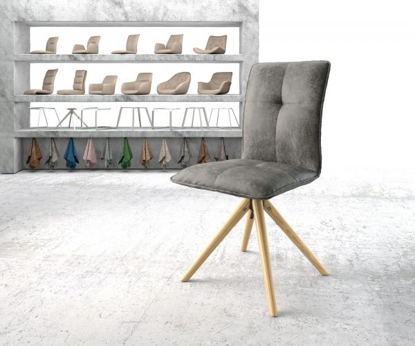 Otočná židle Maddy-Flex Grey Antique Wooden Frame Conical 180° Swivel