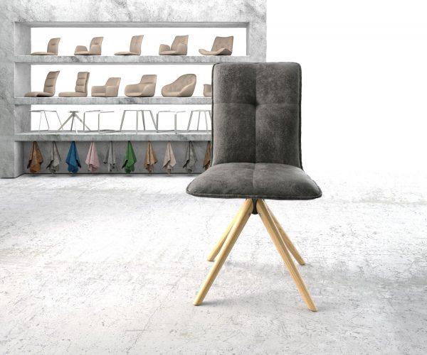 Otočná židle Maddy-Flex Grey Antique Wooden Frame Conical 180° Swivel - Image 2