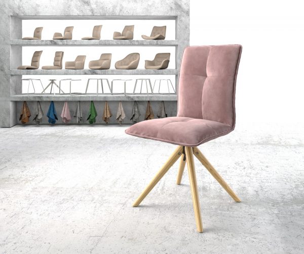 Otočná židle Maddy-Flex Velvet Rosé Dřevěný rám kónický 180° otočný