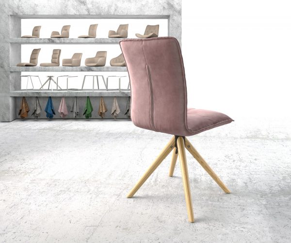 Otočná židle Maddy-Flex Velvet Rosé Dřevěný rám kónický 180° otočný - Image 3