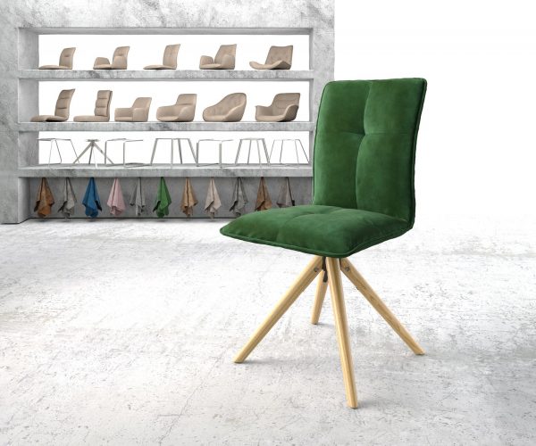 Otočná židle Maddy-Flex Velvet Green Dřevěný rám kónický 180° otočný