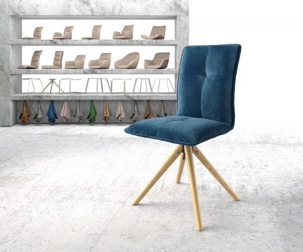 Otočná židle Maddy-Flex Velvet Blue Dřevěný rám kónický 180° otočný