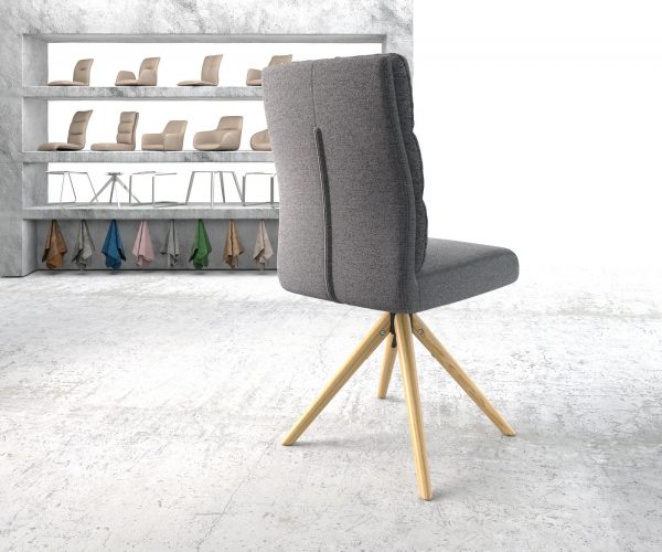 Otočná židle Pela-Flex Světle šedá strukturovaná tkanina Dřevěný kuželový rám otočný o 180° Kapesní pružinové jádro - Image 3