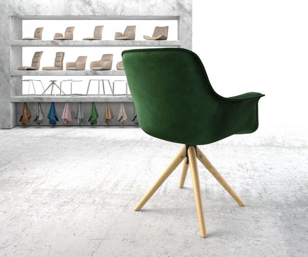 Otočná židle Kaira-Flex Velvet Green Dřevěný rám kónický 180° otočný - Image 3