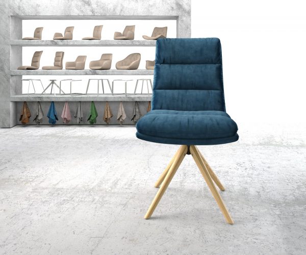 Otočná židle Abelia-Flex Velvet Blue Dřevěný rám kónický 180° otočný - Image 2