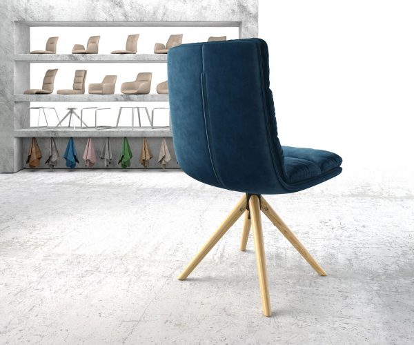 Otočná židle Abelia-Flex Velvet Blue Dřevěný rám kónický 180° otočný - Image 3