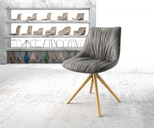 Otočná židle Elda-Flex Grey Antique Wooden Frame Conical 180° Swivel