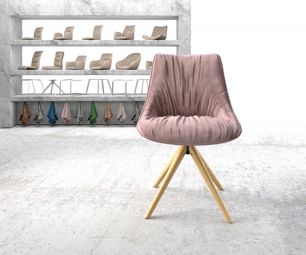 Otočná židle Elda-Flex Velvet Rosé Dřevěný rám kónický 180° otočný - Image 2