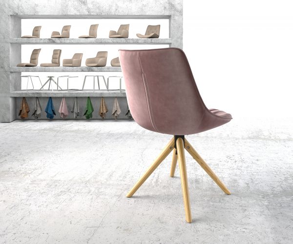 Otočná židle Elda-Flex Velvet Rosé Dřevěný rám kónický 180° otočný - Image 3