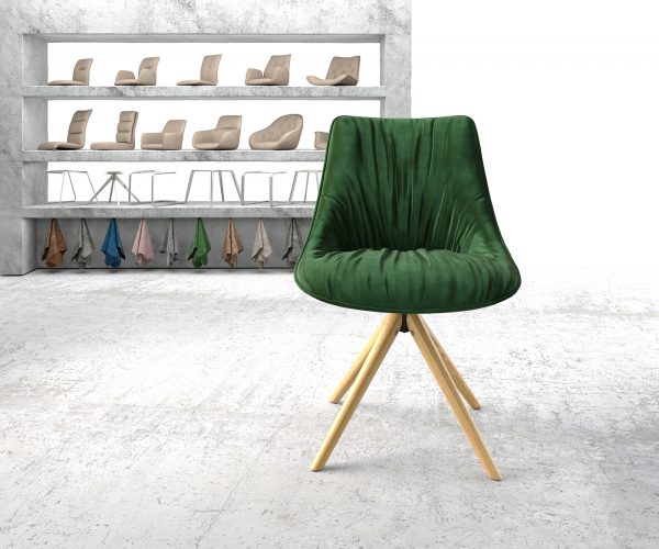 Otočná židle Elda-Flex Velvet Green Dřevěný rám kónický 180° otočný - Image 2