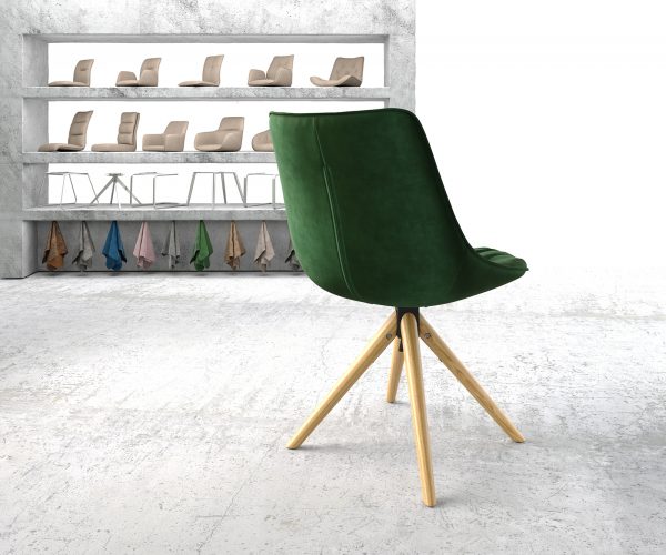 Otočná židle Elda-Flex Velvet Green Dřevěný rám kónický 180° otočný - Image 3