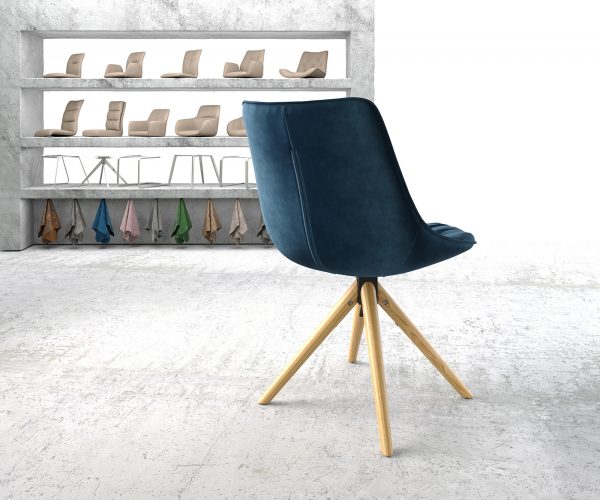 Otočná židle Elda-Flex Velvet Blue Dřevěný rám kónický 180° otočný - Image 3