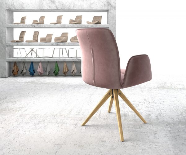 Otočná židle Vinja-Flex s područkami Velvet Rosé Dřevěný rám otočný o 180° - Image 3
