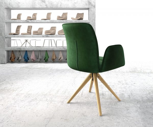 Otočná židle Vinja-Flex s područkami Velvet Green Dřevěný rám otočný o 180° - Image 3
