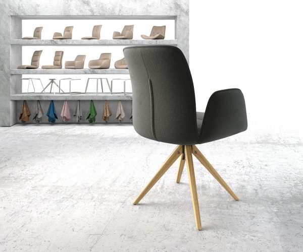Otočná židle Vinja-Flex s područkami Texturovaná látka antracitová Dřevěný rám úhlově otočný o 180° - Image 3