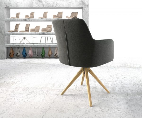 Otočná židle Greg-Flex Anthracite Textured Fabric Dřevěný rám hranatý - Image 3