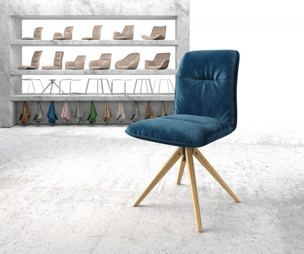 Otočná židle Vinjo-Flex Velvet Blue Dřevěný rám úhlový 180° otočný
