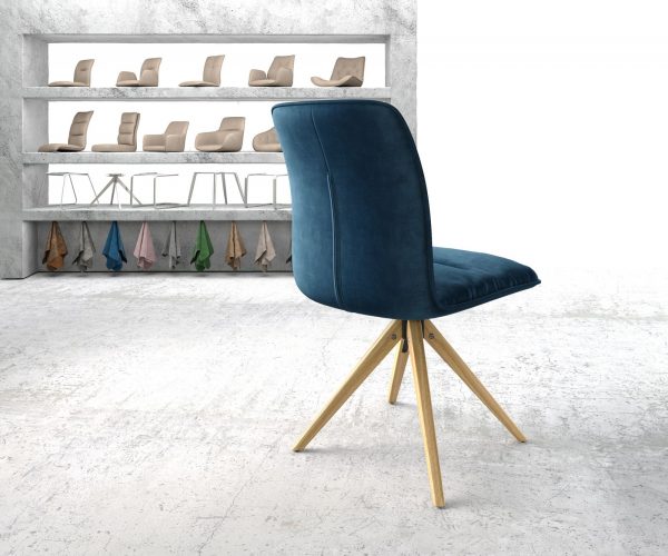 Otočná židle Vinjo-Flex Velvet Blue Dřevěný rám úhlový 180° otočný - Image 3
