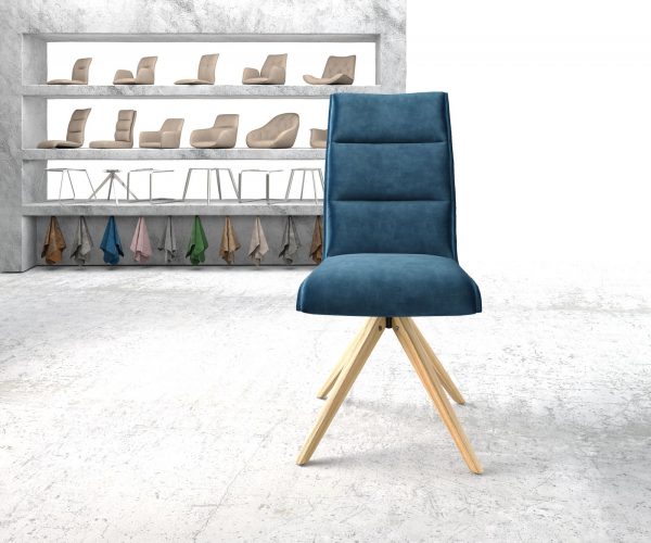 Otočná židle Xantus-Flex Velvet Blue Dřevěný rám úhlový 180° otočný - Image 2