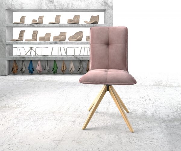 Otočná židle Maddy-Flex Velvet Rosé Dřevěný rám úhlový 180° otočný - Image 2