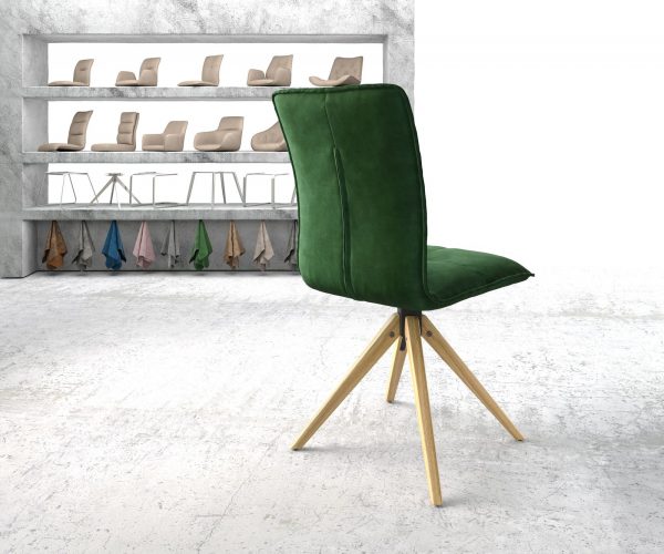 Otočná židle Maddy-Flex Velvet Green Dřevěný rám úhlový 180° otočný - Image 3