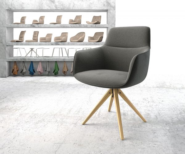 Otočná židle Pejo-Flex Anthracite Textured Fabric Dřevěný rám hranatý
