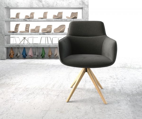 Otočná židle Pejo-Flex Anthracite Textured Fabric Dřevěný rám hranatý - Image 2