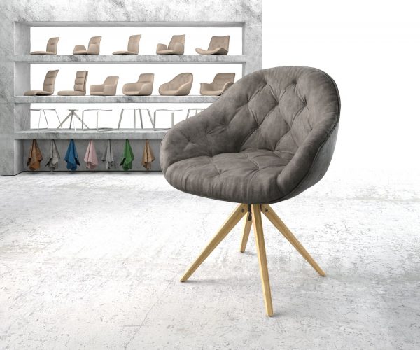 Otočná židle Gaio-Flex Anthracite Vintage z mikrovlákna Dřevěný rám hranatý